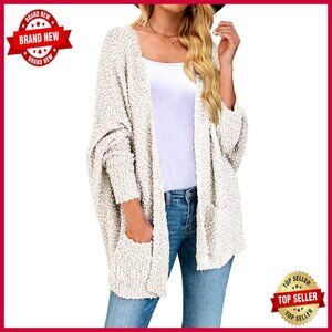 Oversized Sherpa Cardigan Batwing Sleeve Fuzzy Popcorn Knit Winter Sweater